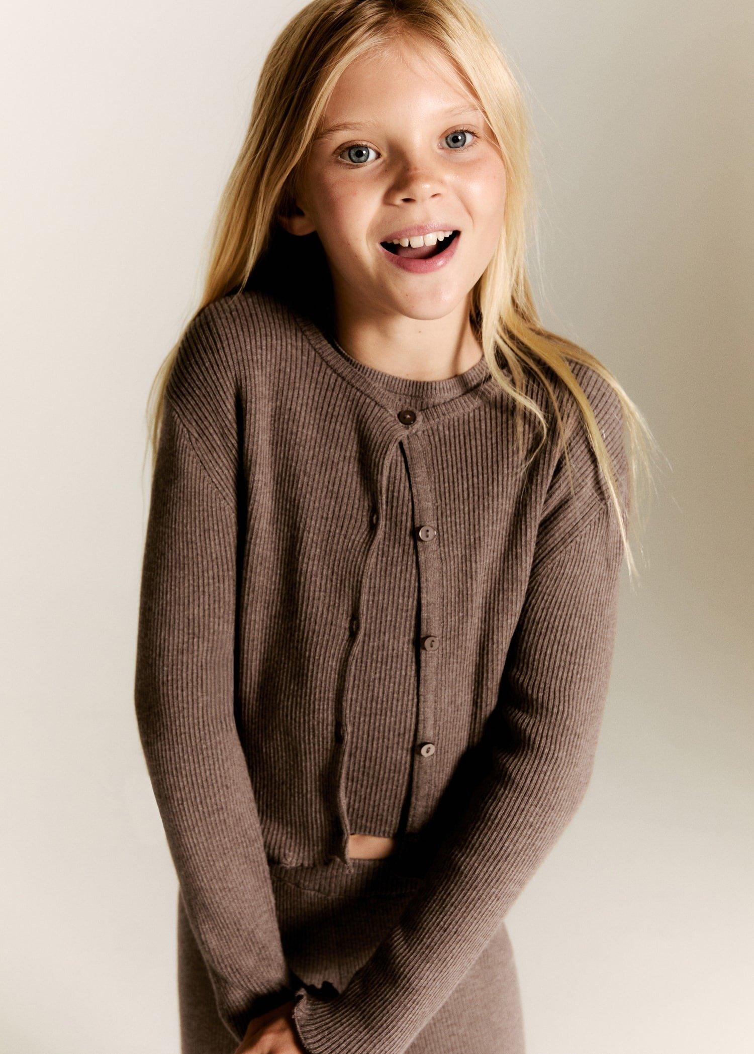 Brown Ribbed knit cardigan, , large image number 1