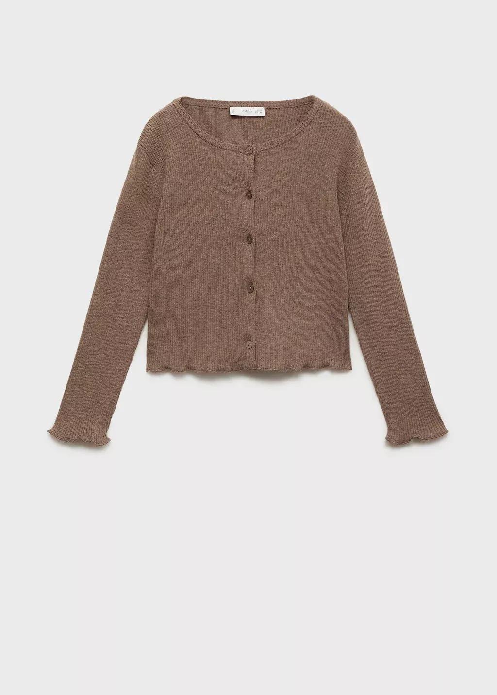 Brown Ribbed knit cardigan, Brown, large image number 7