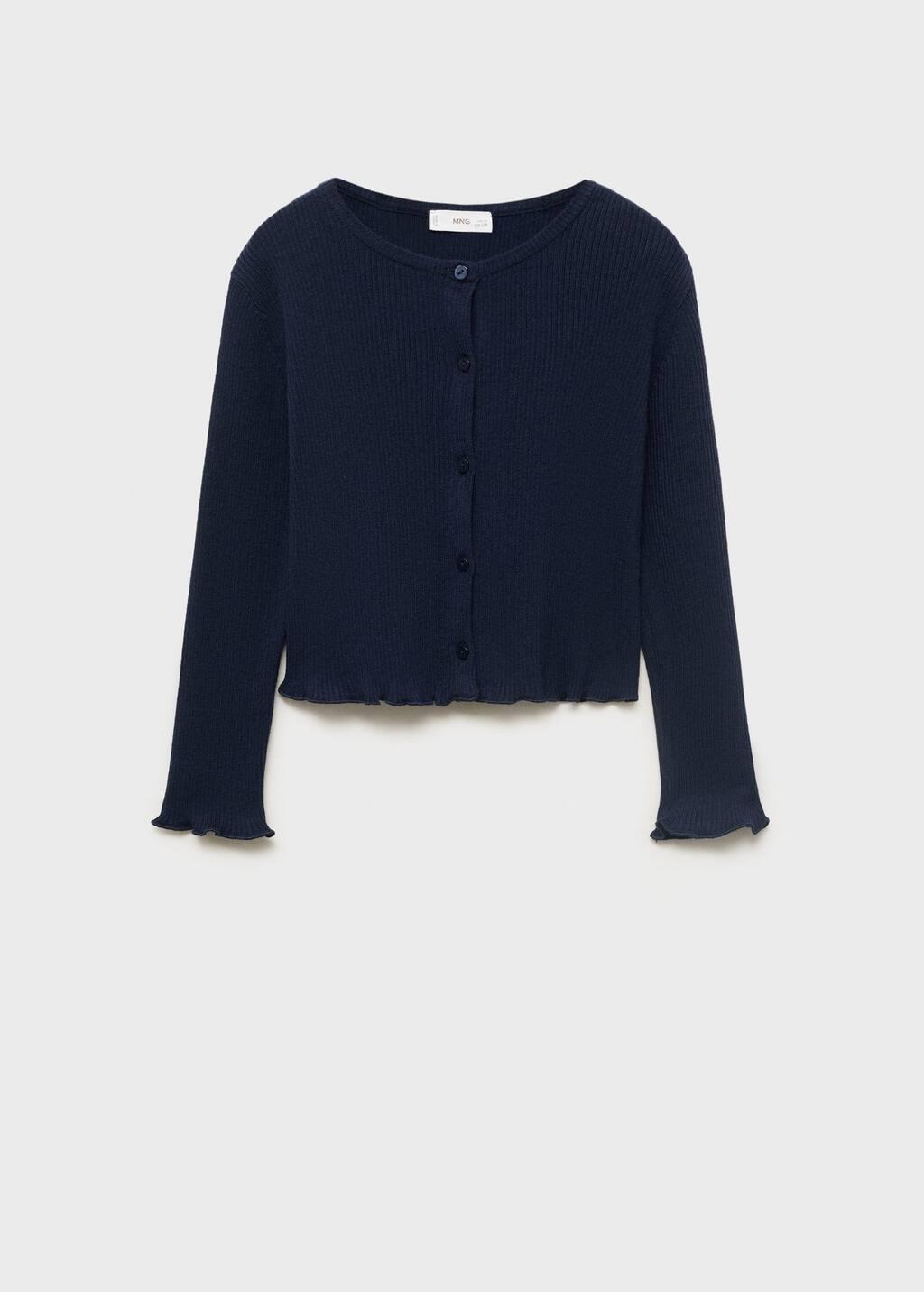 NAVY Ribbed knit cardigan, Kids Girl, Navy, medium