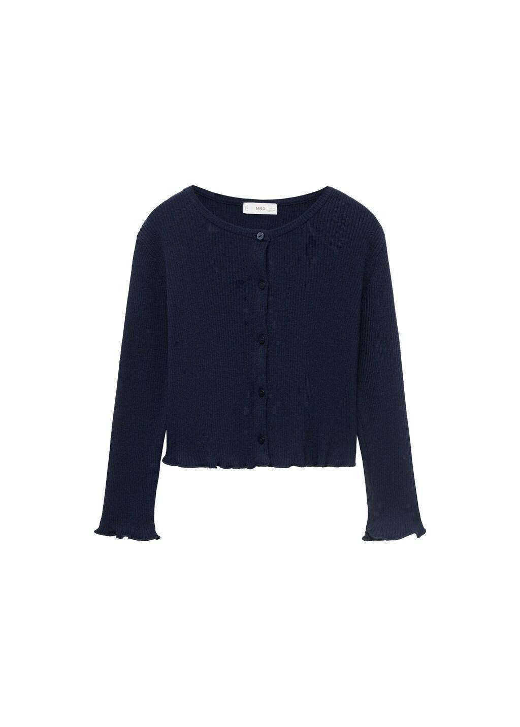 NAVY Ribbed knit cardigan, Kids Girl, Navy, large image number 7