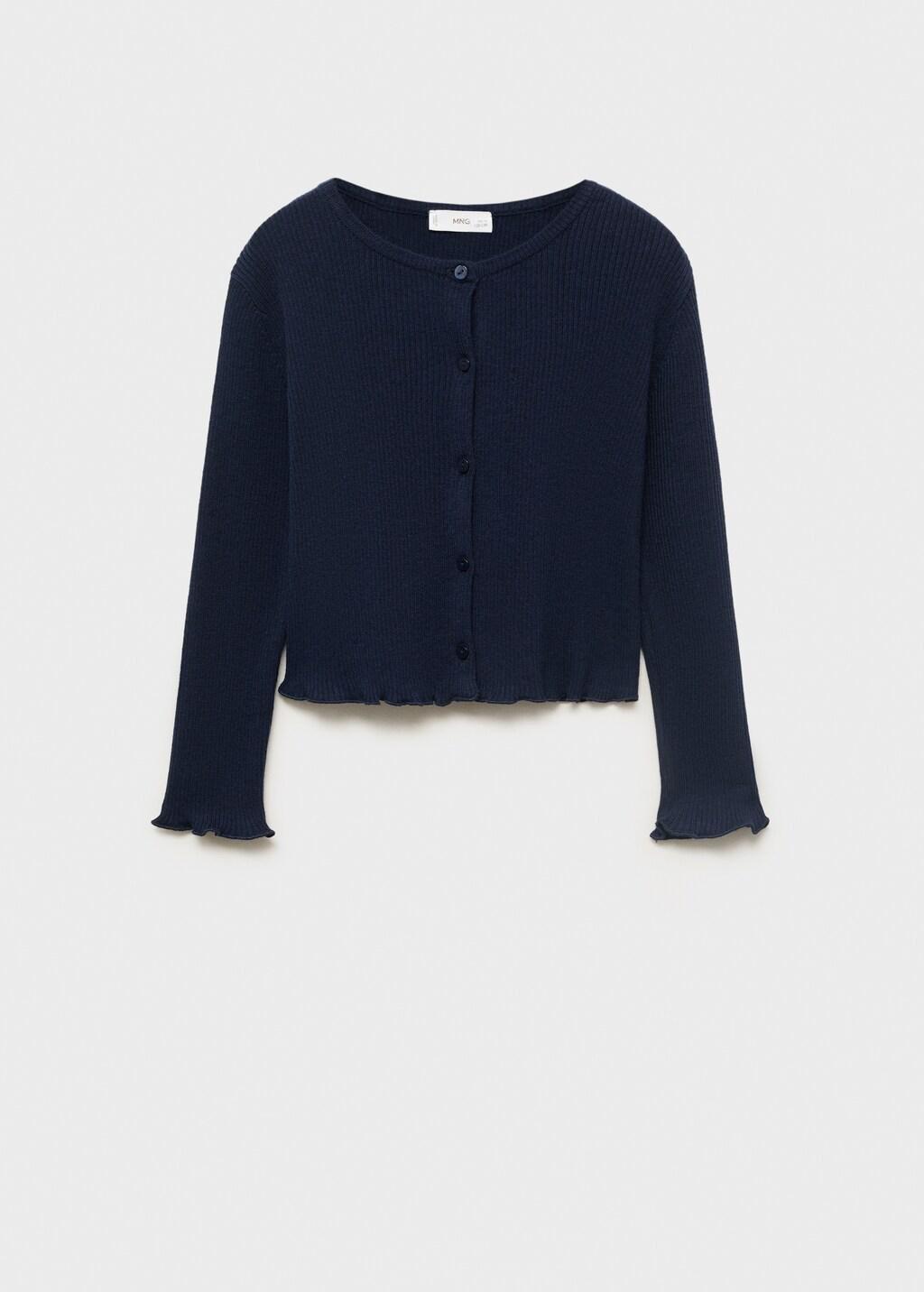 NAVY Ribbed knit cardigan, Kids Girl, Navy, large image number 8