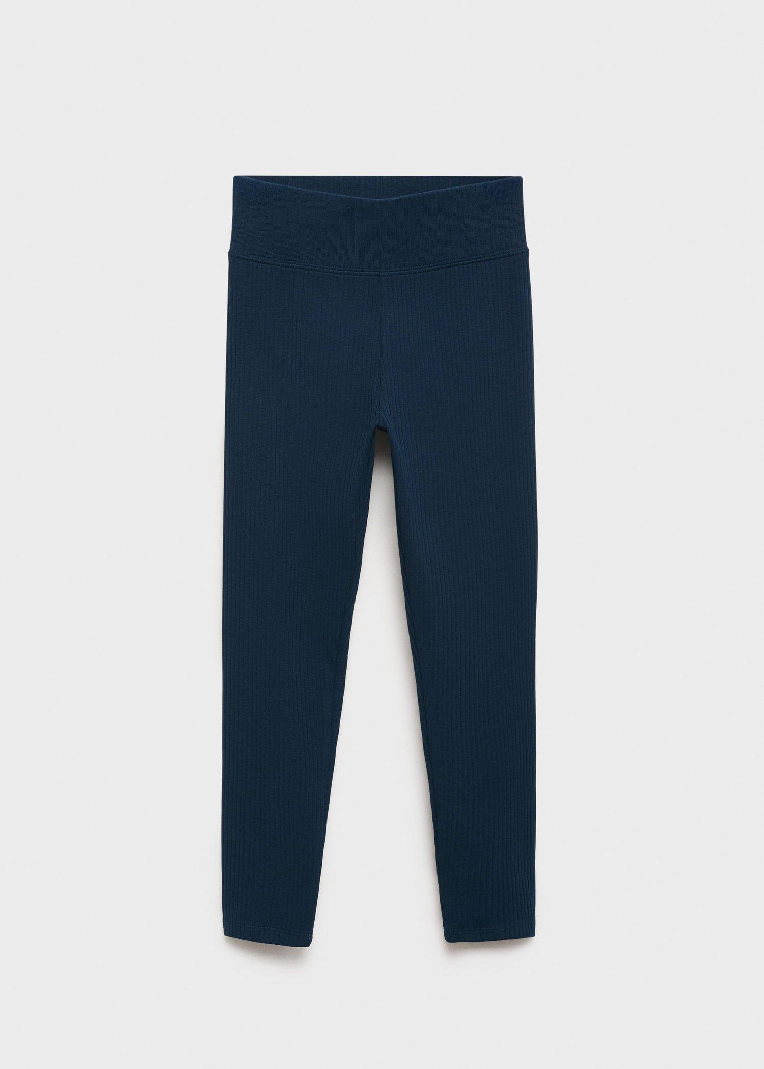 Navy Cotton Ribbed Leggings, , large image number 0