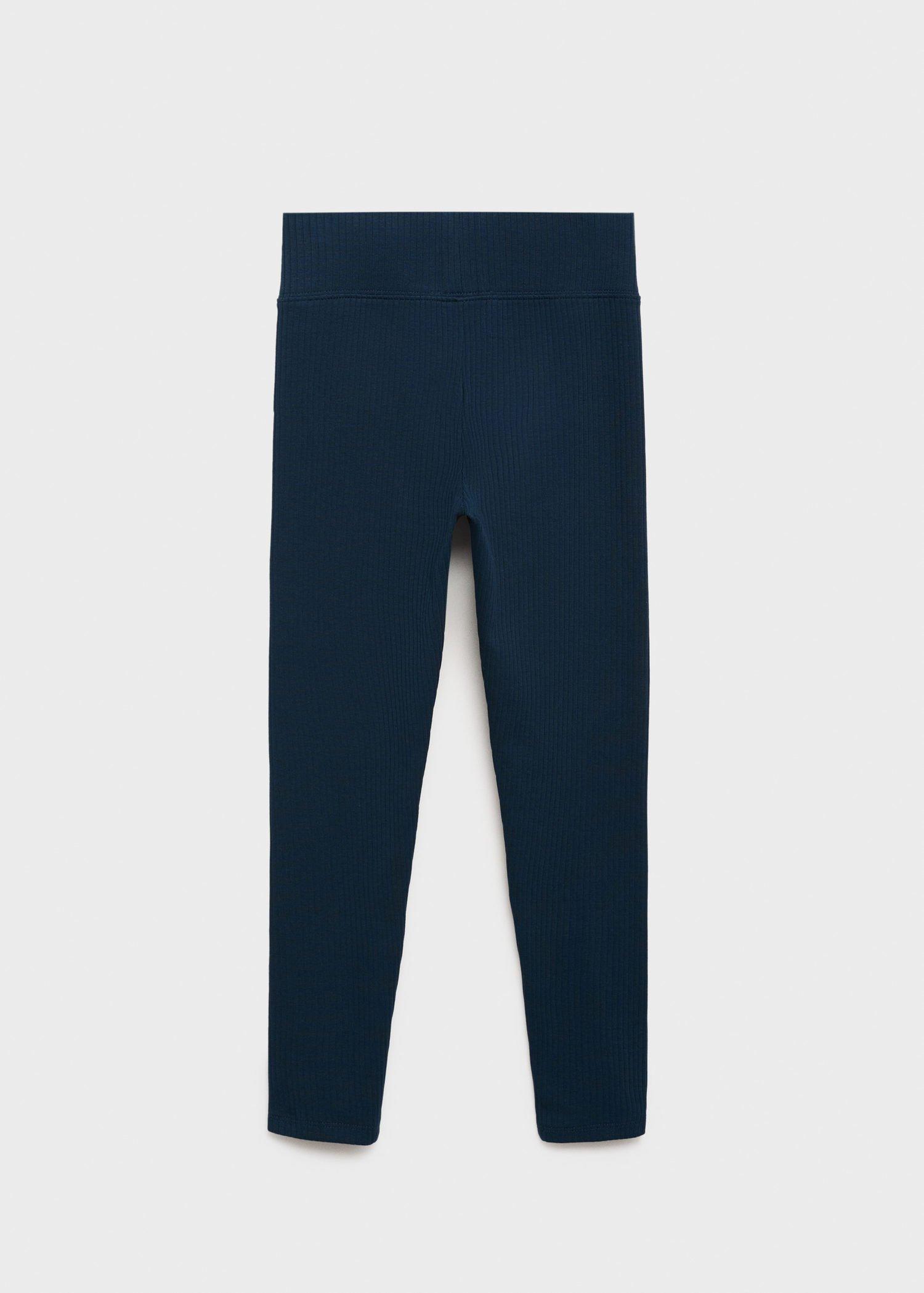 Navy Cotton Ribbed Leggings, , large image number 1