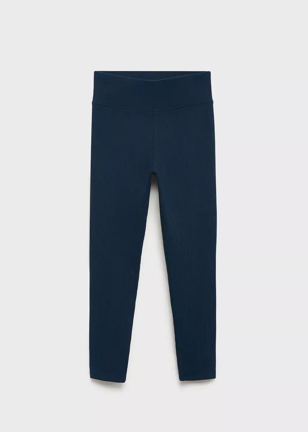 Navy Cotton Ribbed Leggings, , large image number 1