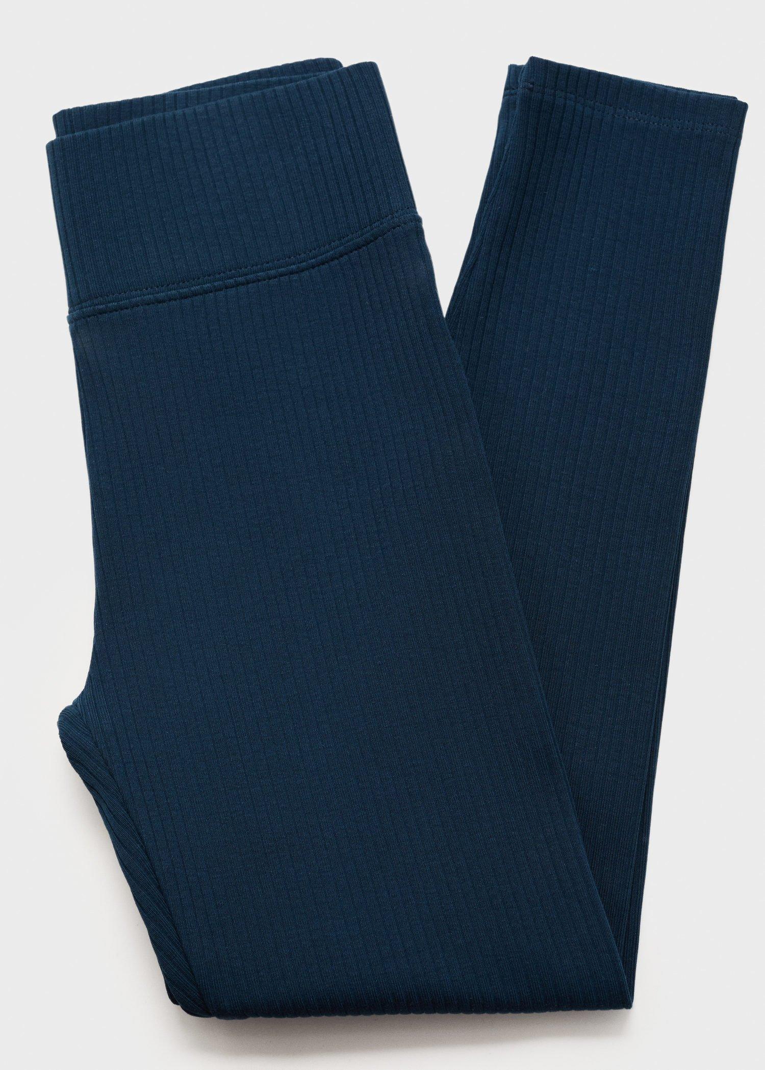 Navy Cotton Ribbed Leggings, , large image number 2