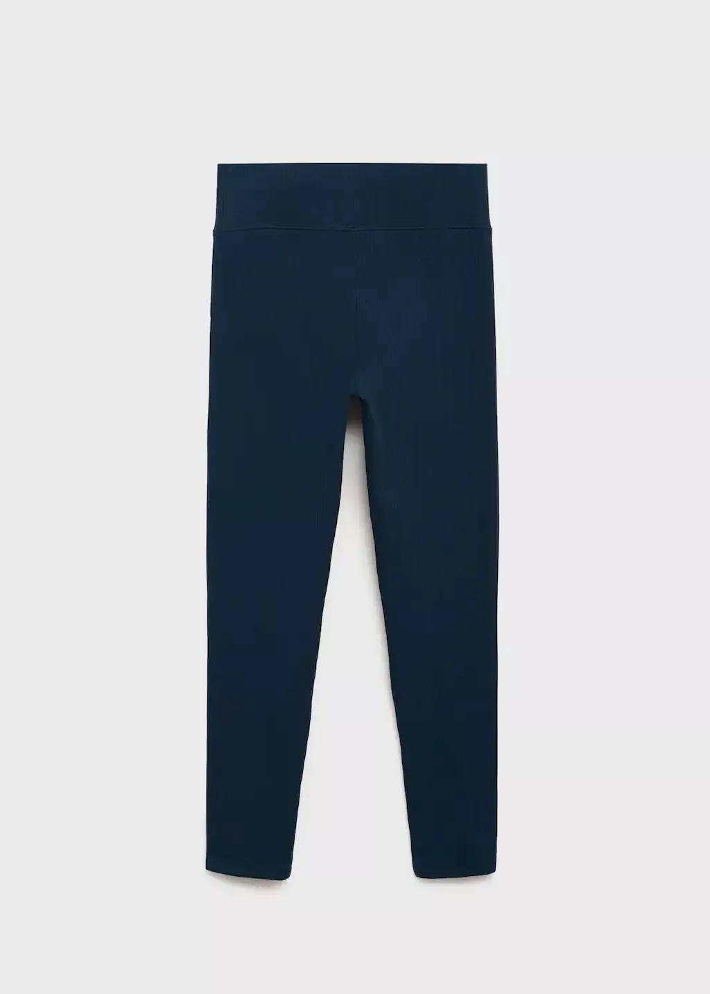 Navy Cotton Ribbed Leggings, , large image number 3