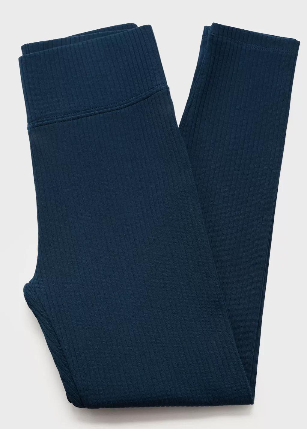 Navy Cotton Ribbed Leggings, , large image number 6