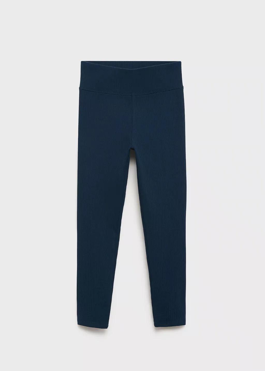 Navy Cotton Ribbed Leggings, , large image number 8