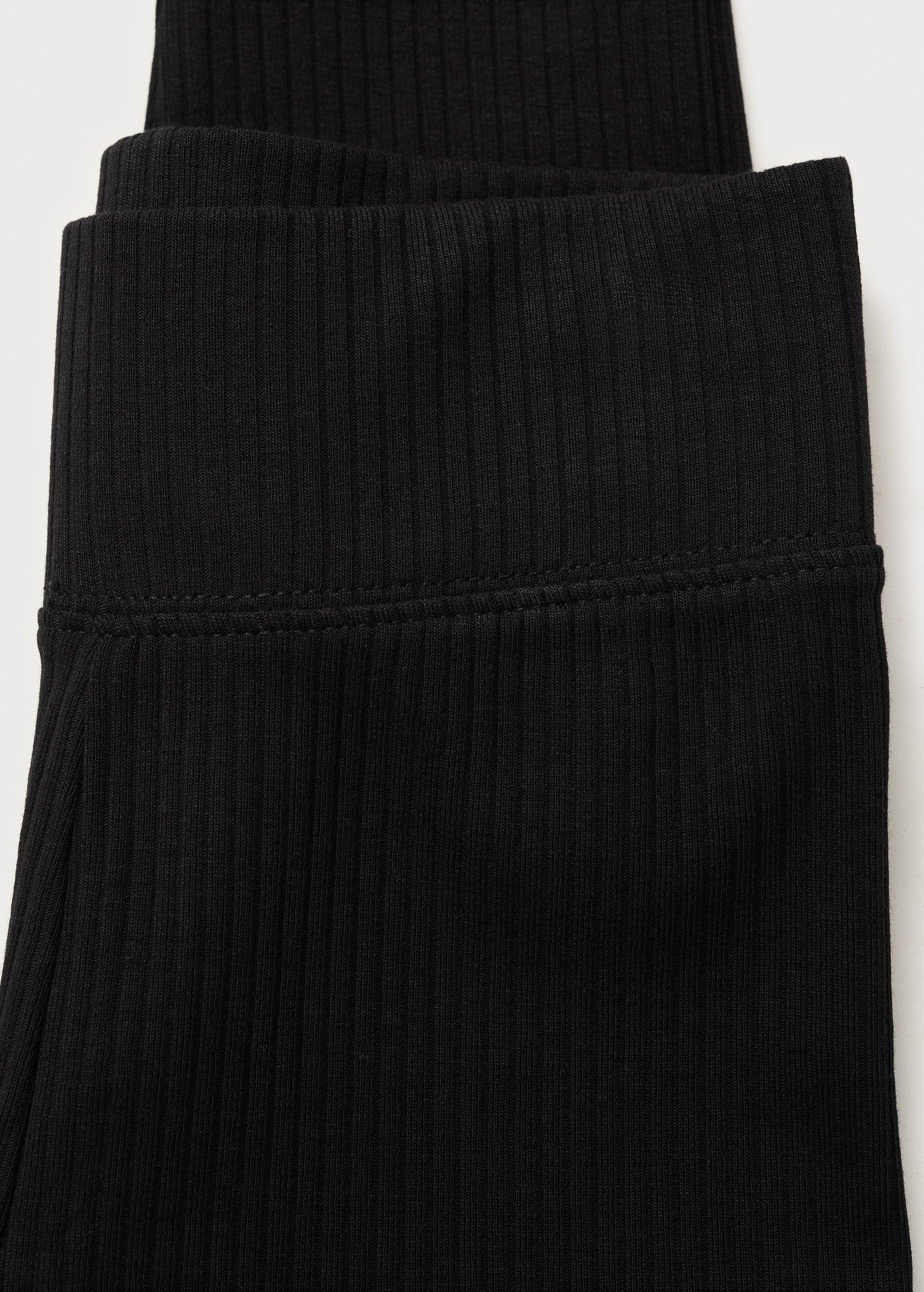 Black Cotton Ribbed Leggings, , large image number 3