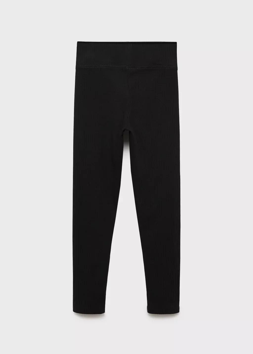 Black Cotton Ribbed Leggings, , large image number 4
