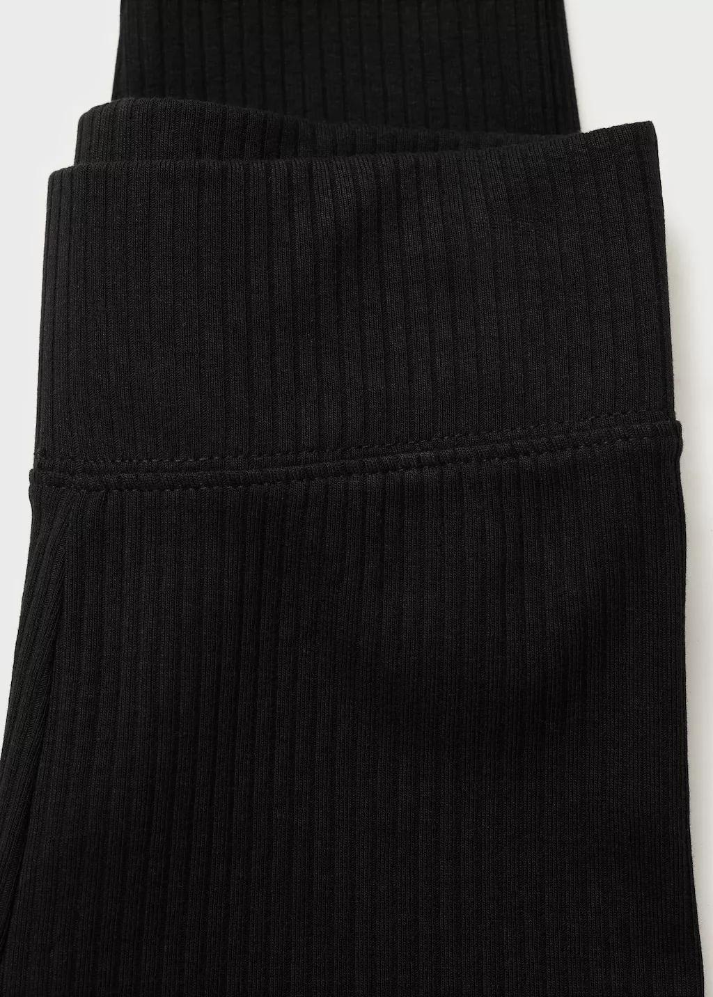 Black Cotton Ribbed Leggings, , large image number 7