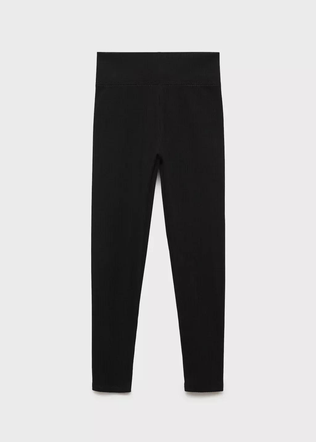 Black Cotton Ribbed Leggings, , large image number 8