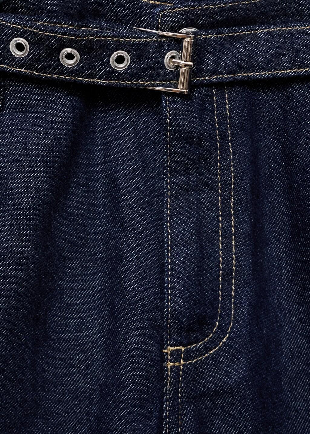 Blue Straight-Fit Belt Jeans, , large image number 3