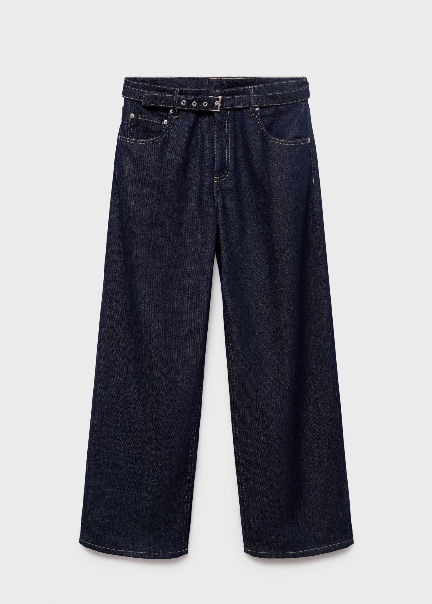 Blue Straight-Fit Belt Jeans, , large image number 8