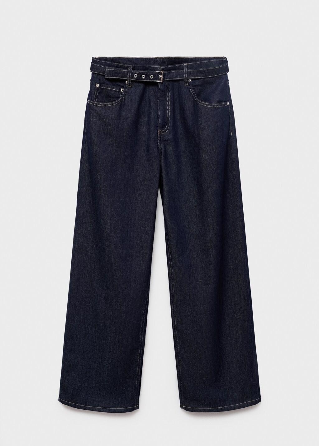 Blue Straight-Fit Belt Jeans, , large image number 12