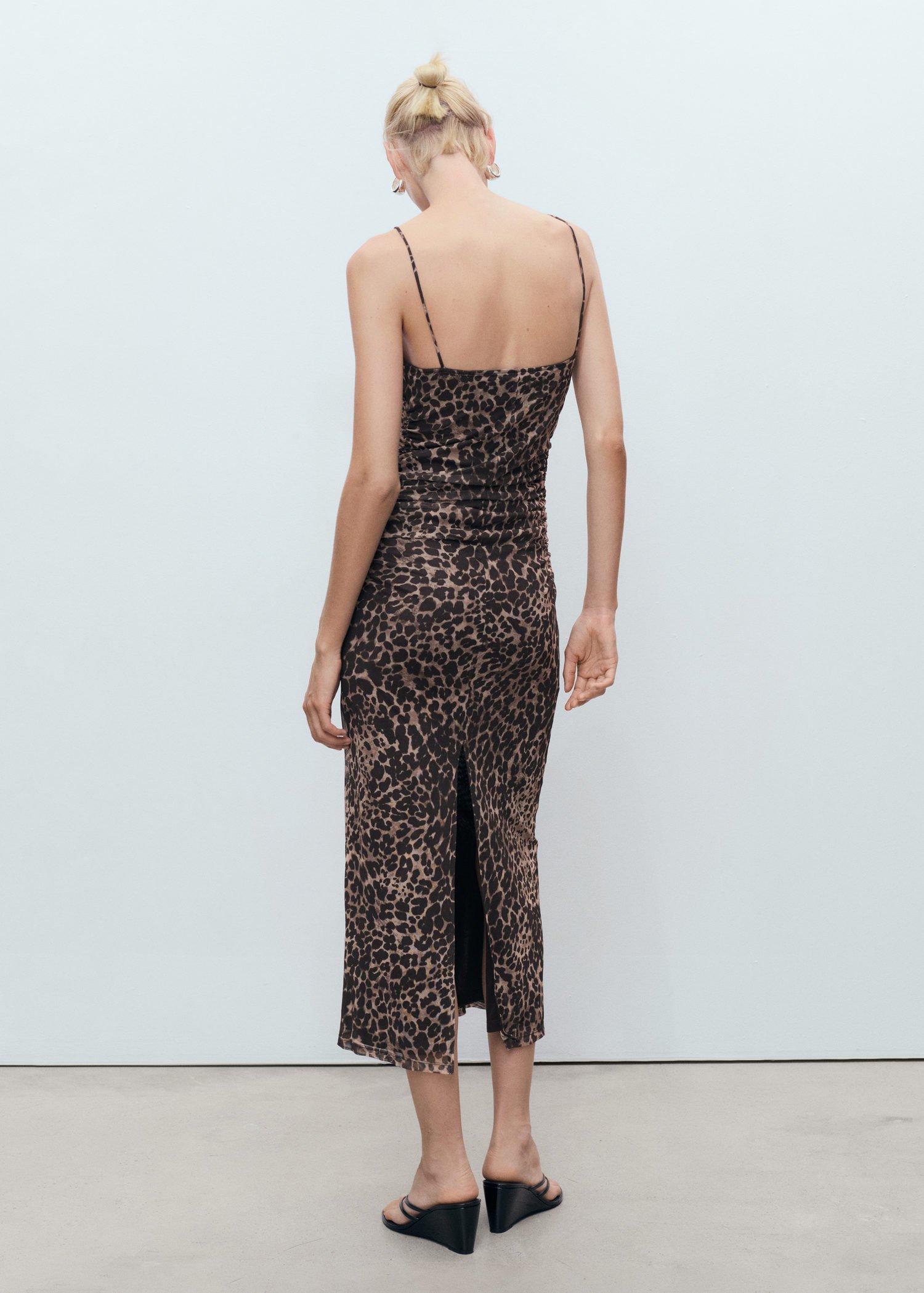 Brown Animal-Print Midi-Dress, Brown, large image number 2