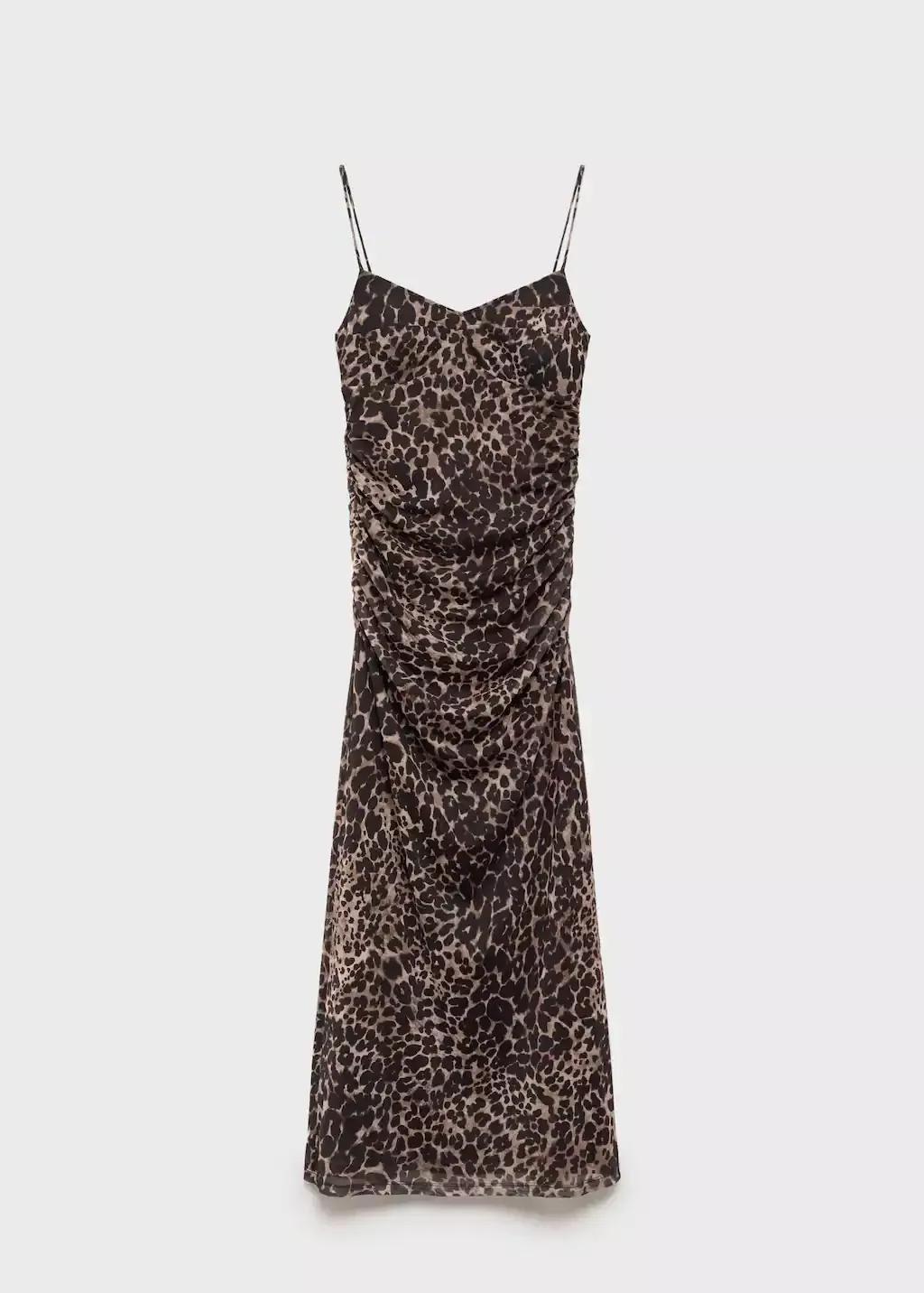 Brown Animal-Print Midi-Dress, Brown, large image number 7