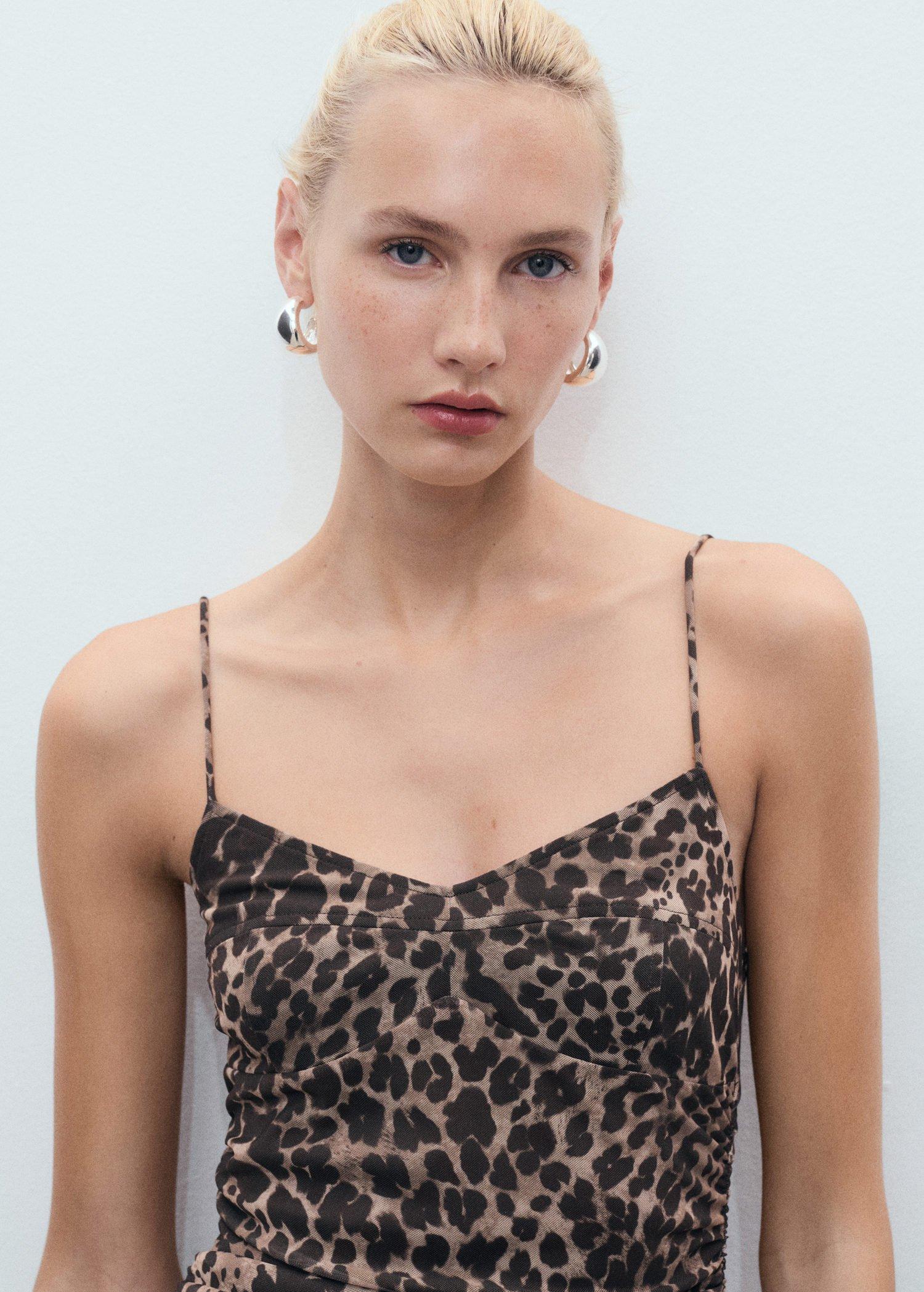 Brown Animal-Print Midi-Dress, Brown, large image number 8