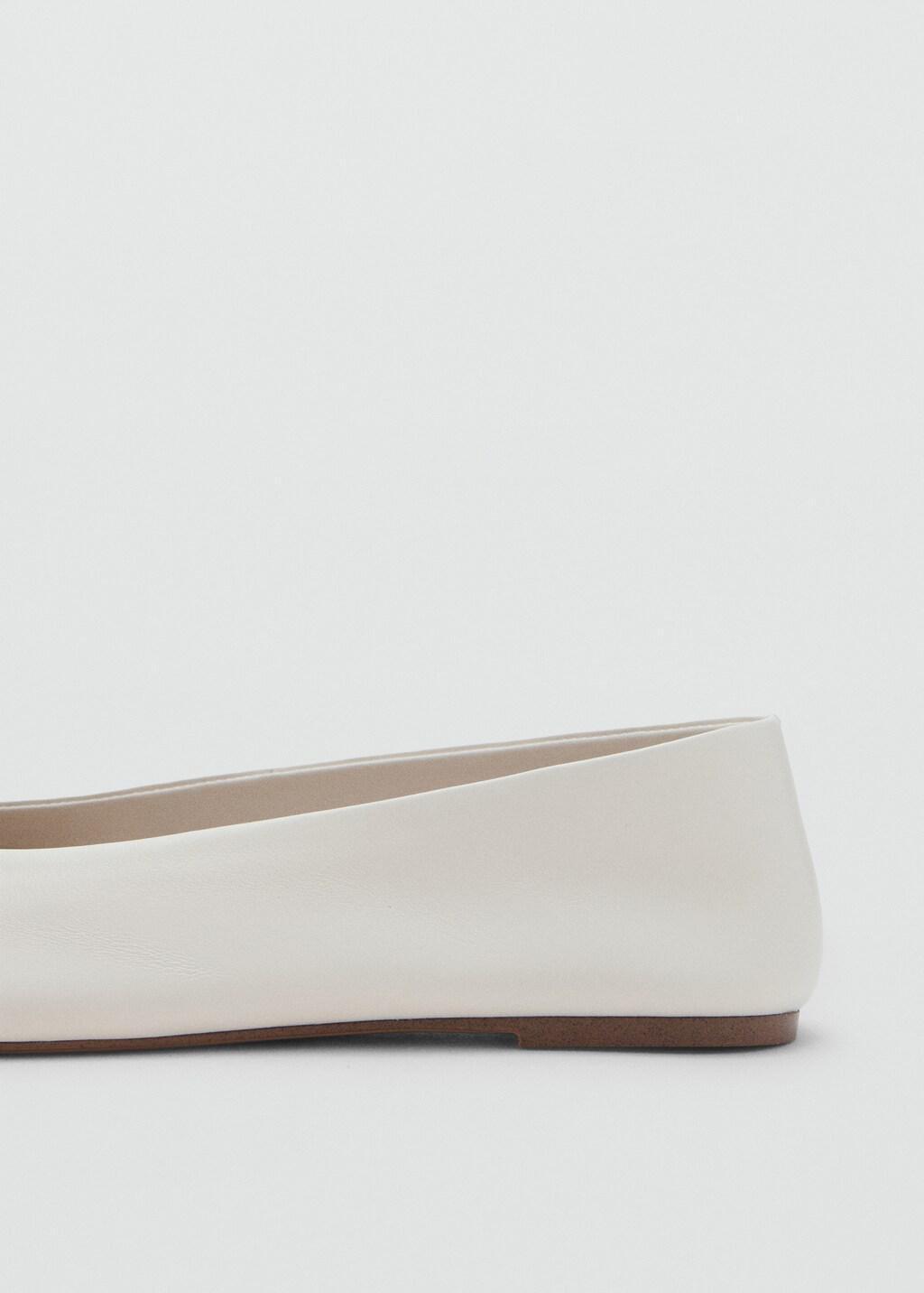 Beige Leather Ballet Flats, , large image number 1