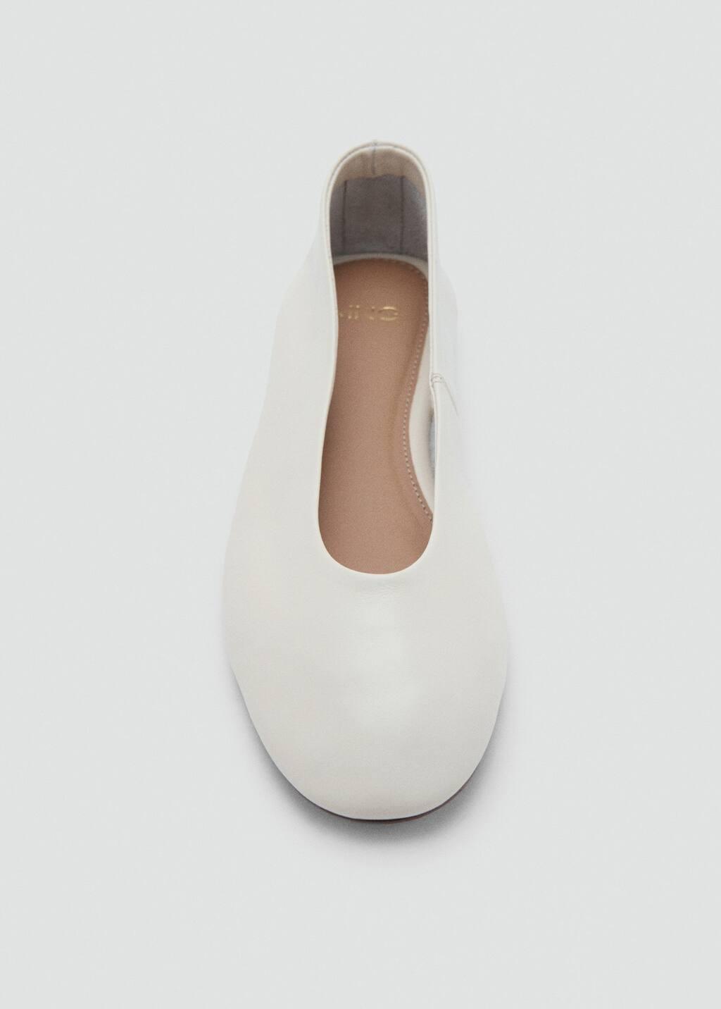 LIGHT BEIGE Leather ballet flats, Light Beige, medium