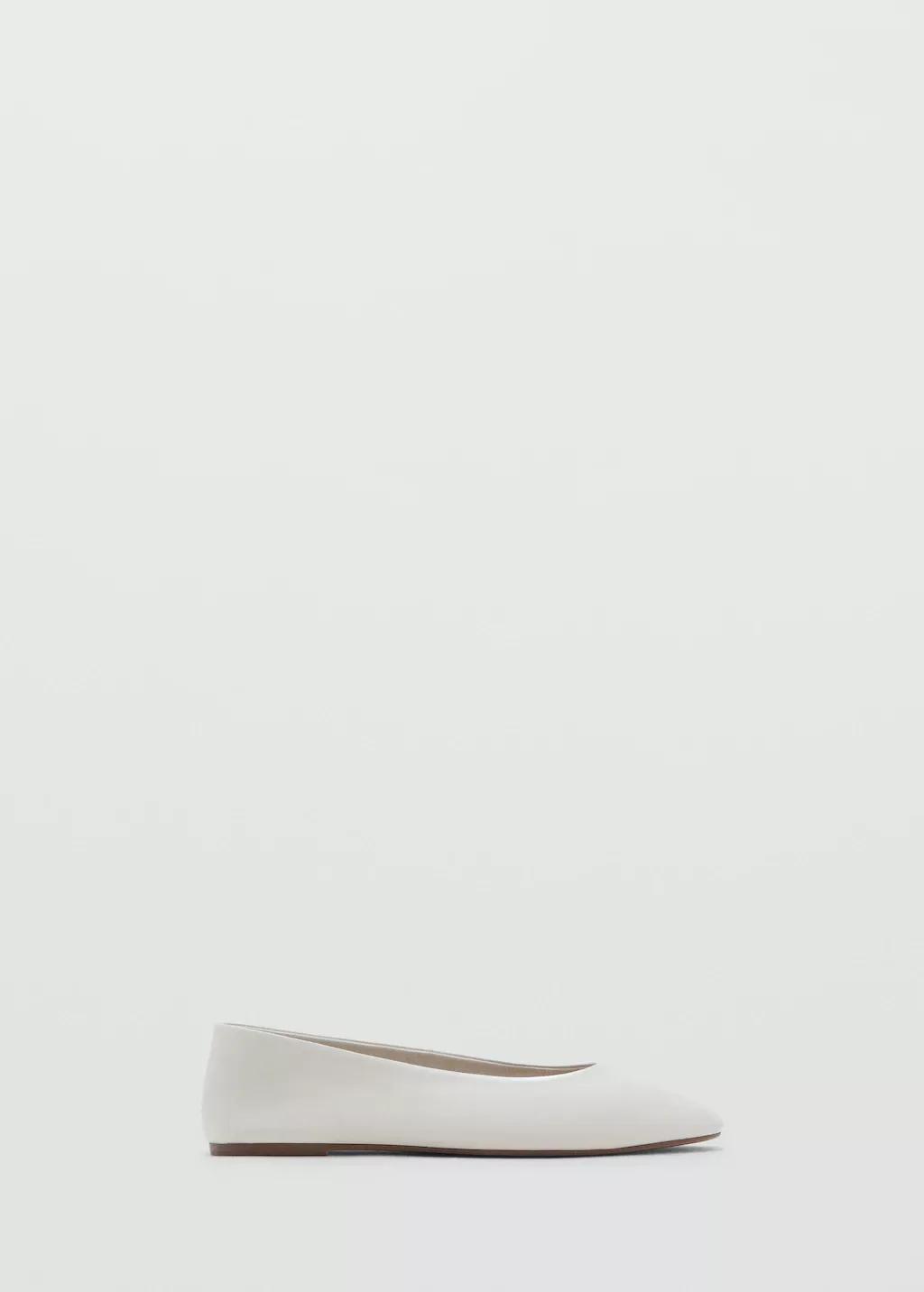 Beige Leather Ballet Flats, , large image number 4