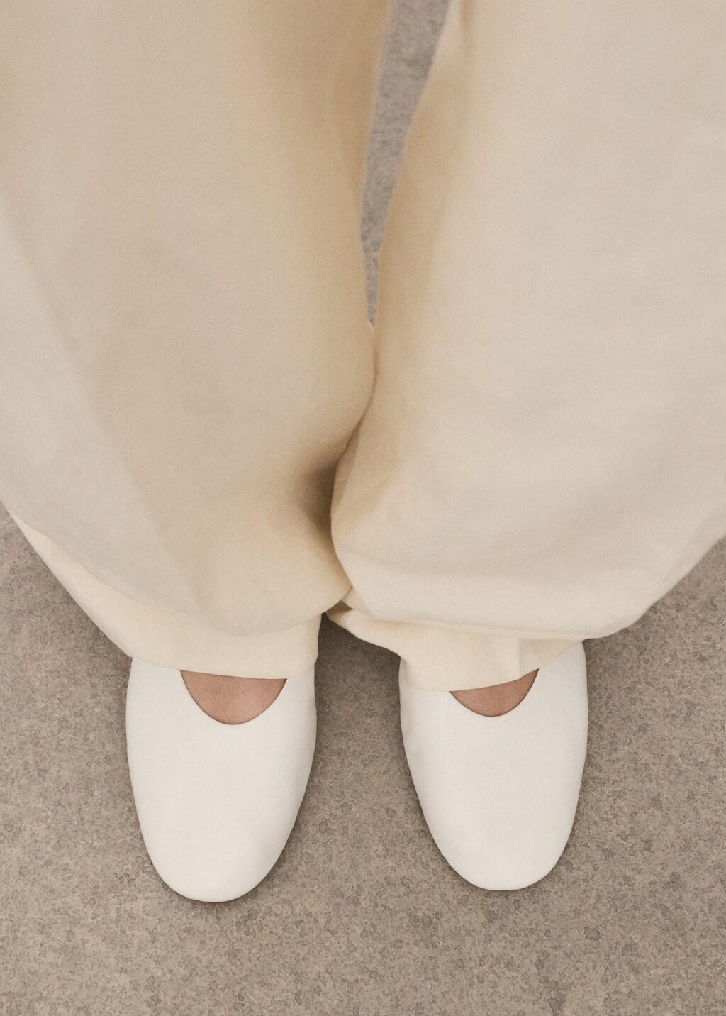 Beige Leather Ballet Flats, , large image number 6