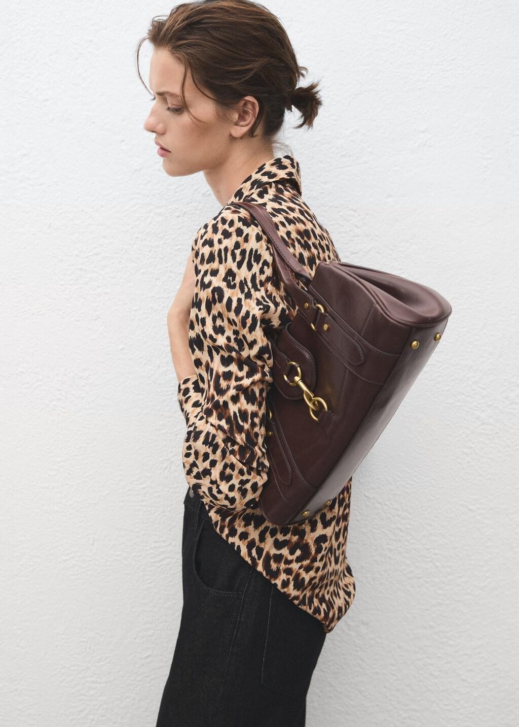 Brown Fluid Long-Sleeved Blouse, , large image number 3
