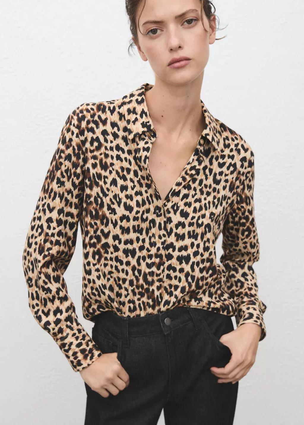 Brown Fluid Long-Sleeved Blouse, 0201_30, large image number 3