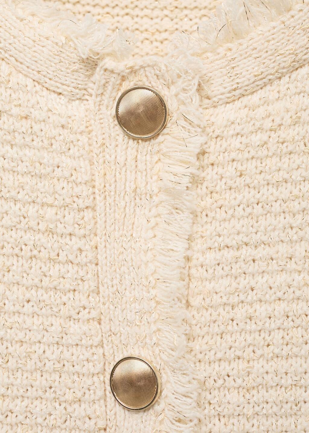 Beige Knitted Cardigan With Frayed Ends, Light Beige, large image number 4