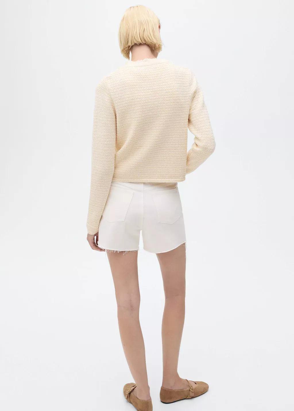 Beige Knitted Cardigan With Frayed Ends, 0201_05, large image number 9