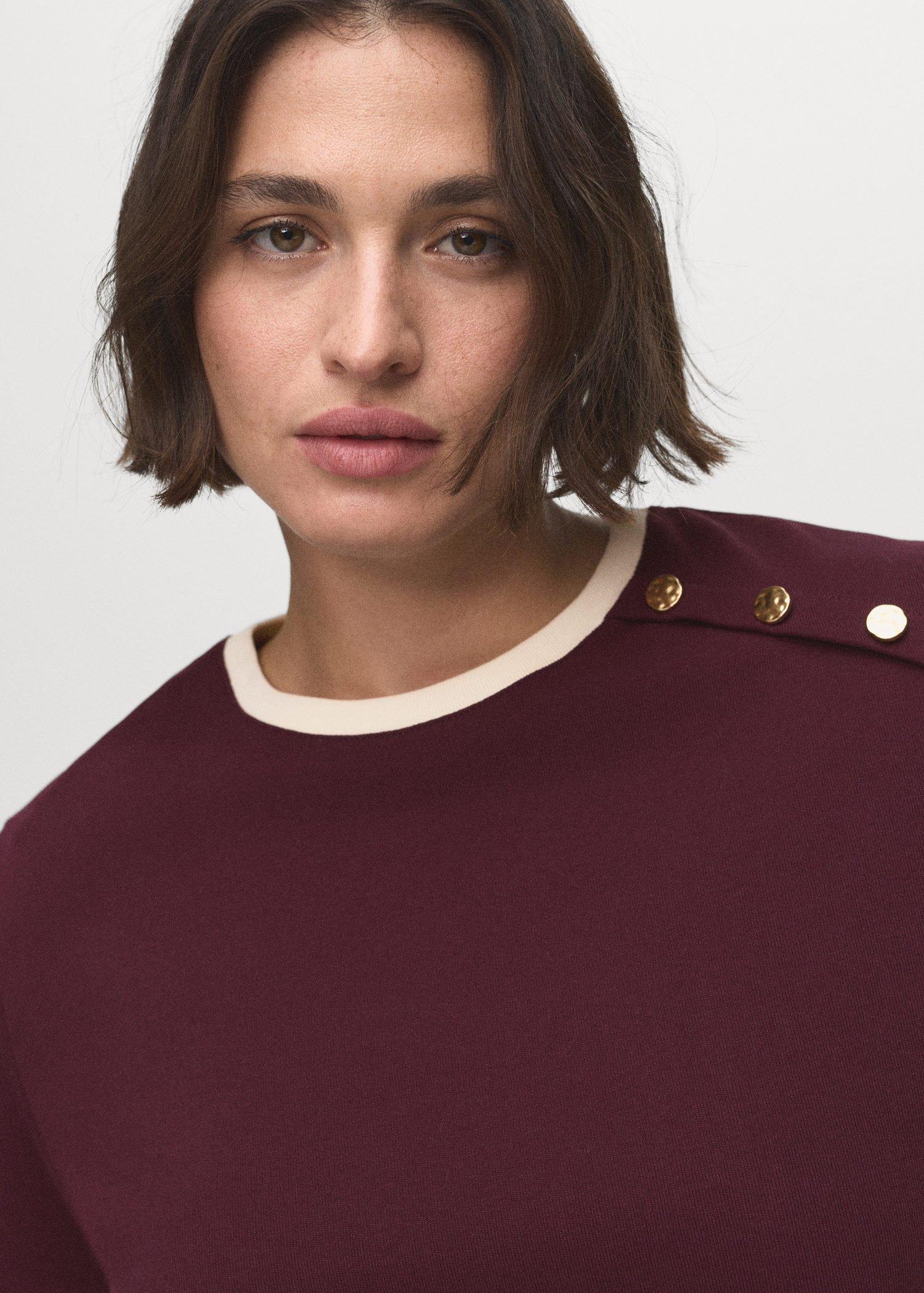 DARK RED Buttoned cotton T-shirt, 0201_78, medium