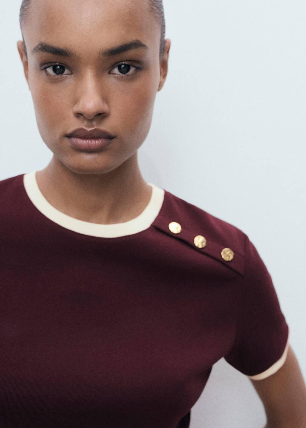 DARK RED Buttoned cotton T-shirt, 0201_78, large image number 3