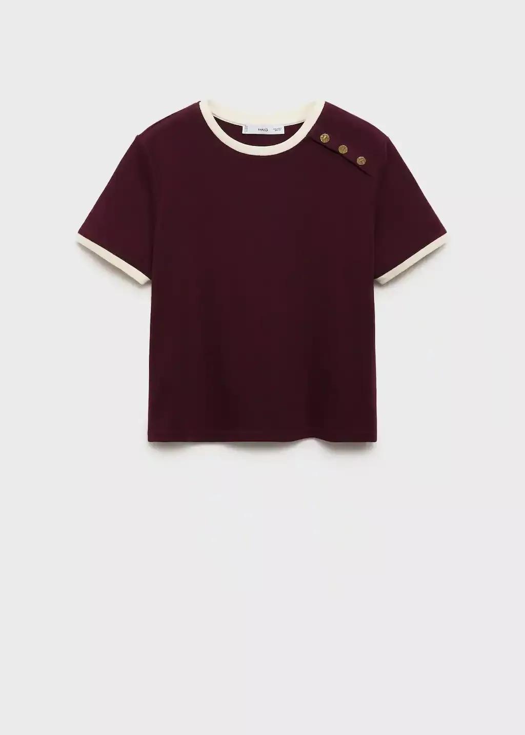 DARK RED Buttoned cotton T-shirt, 0201_78, large image number 7