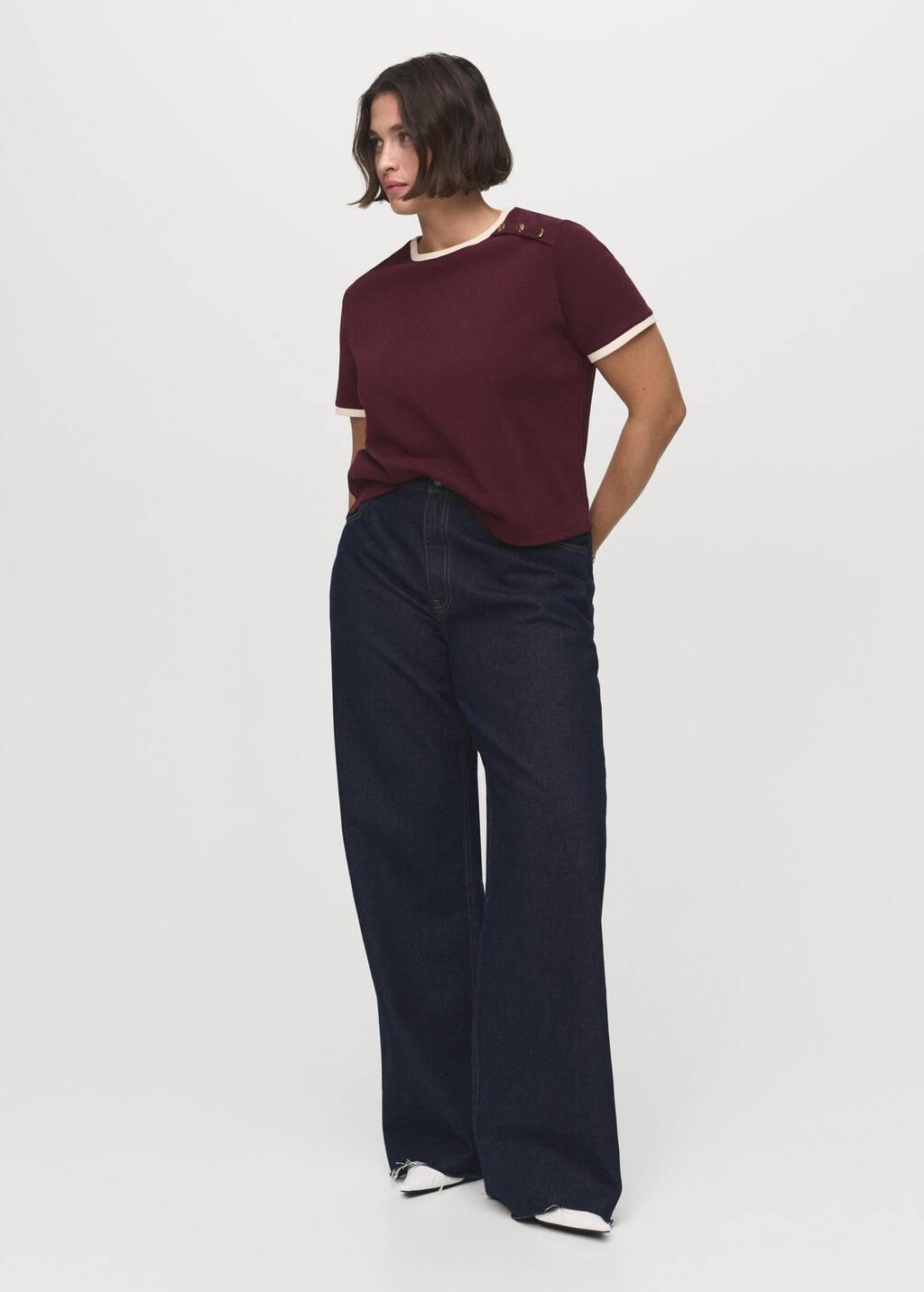 DARK RED Buttoned cotton T-shirt, 0201_78, large image number 9