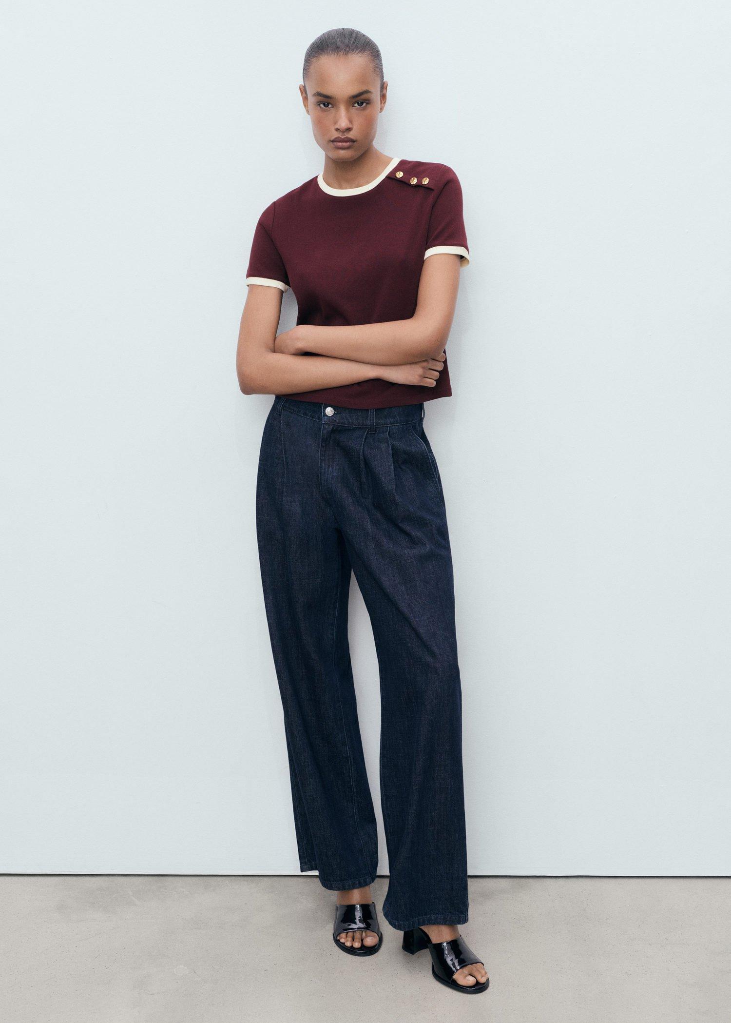 DARK RED Buttoned cotton T-shirt, 0201_78, large image number 12