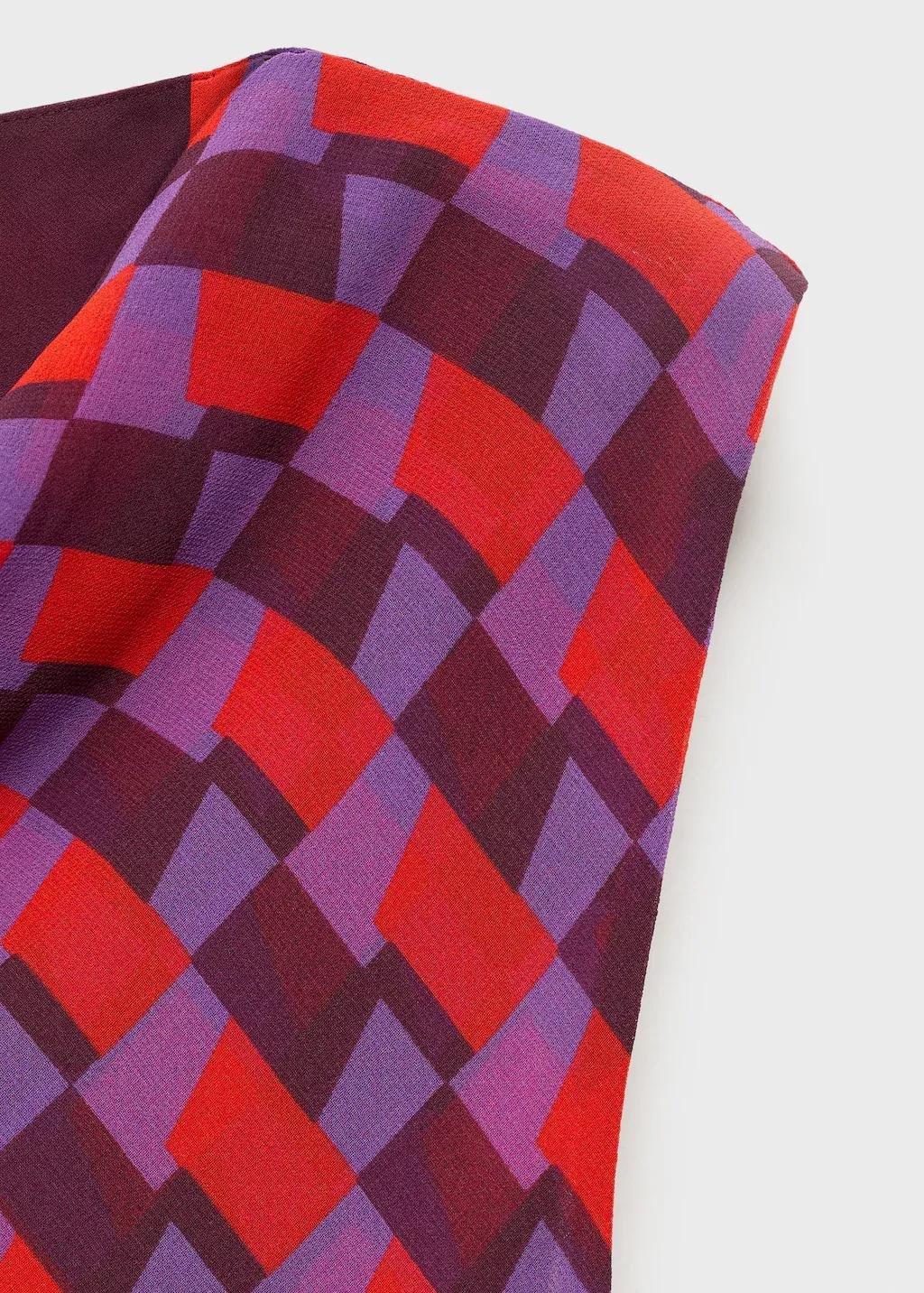 Purple Printed blouse with draped collar, , large image number 2