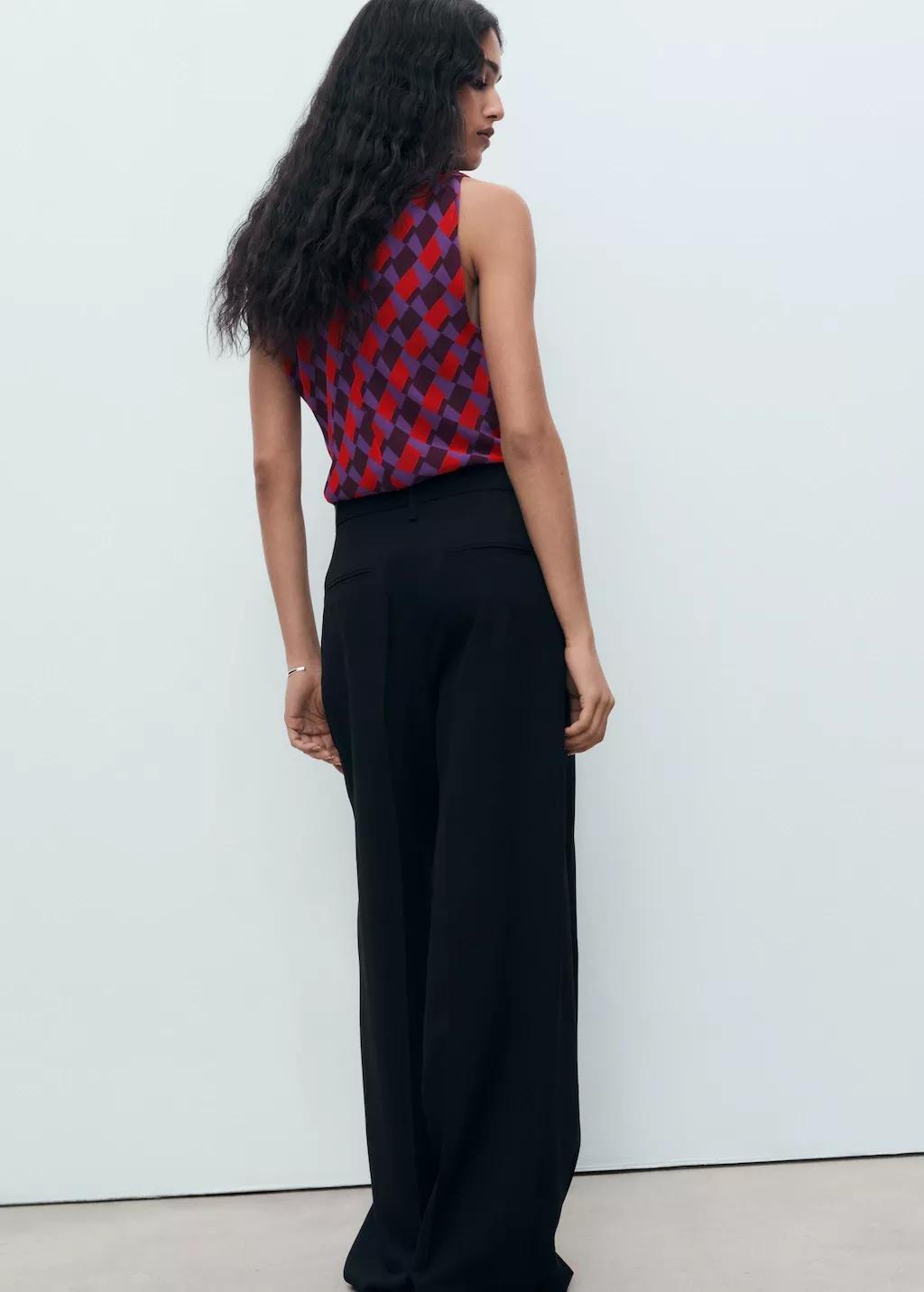 Purple Printed blouse with draped collar, , large image number 5