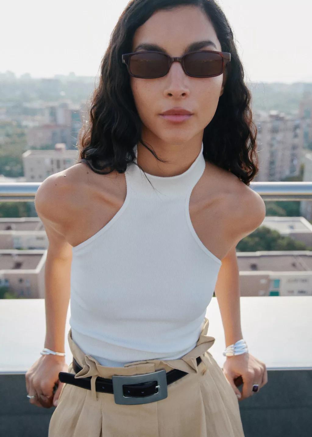 Brown Rectangular-Frame Sunglasses, , medium