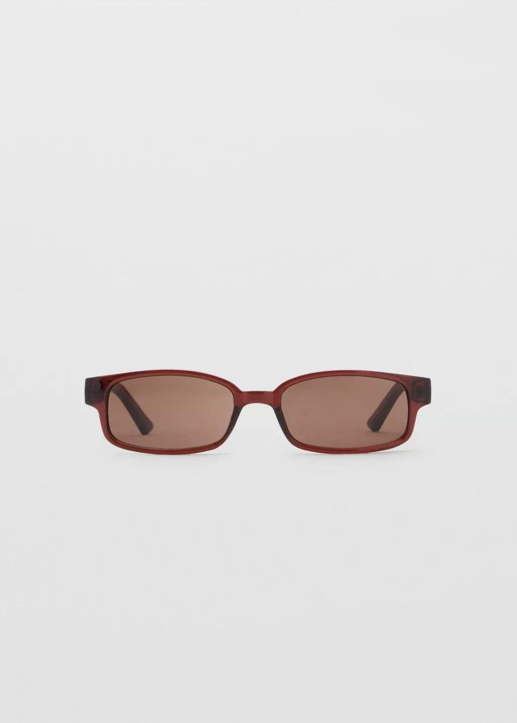 Brown Rectangular-Frame Sunglasses, Brown, large image number 6