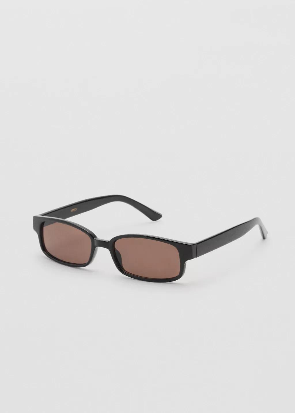 Black Rectangular-Frame Sunglasses, Black, large image number 1