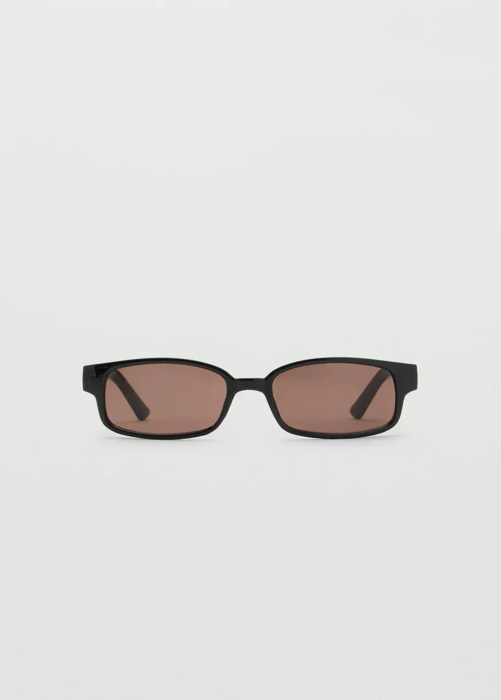 Black Rectangular-Frame Sunglasses, Black, large image number 4