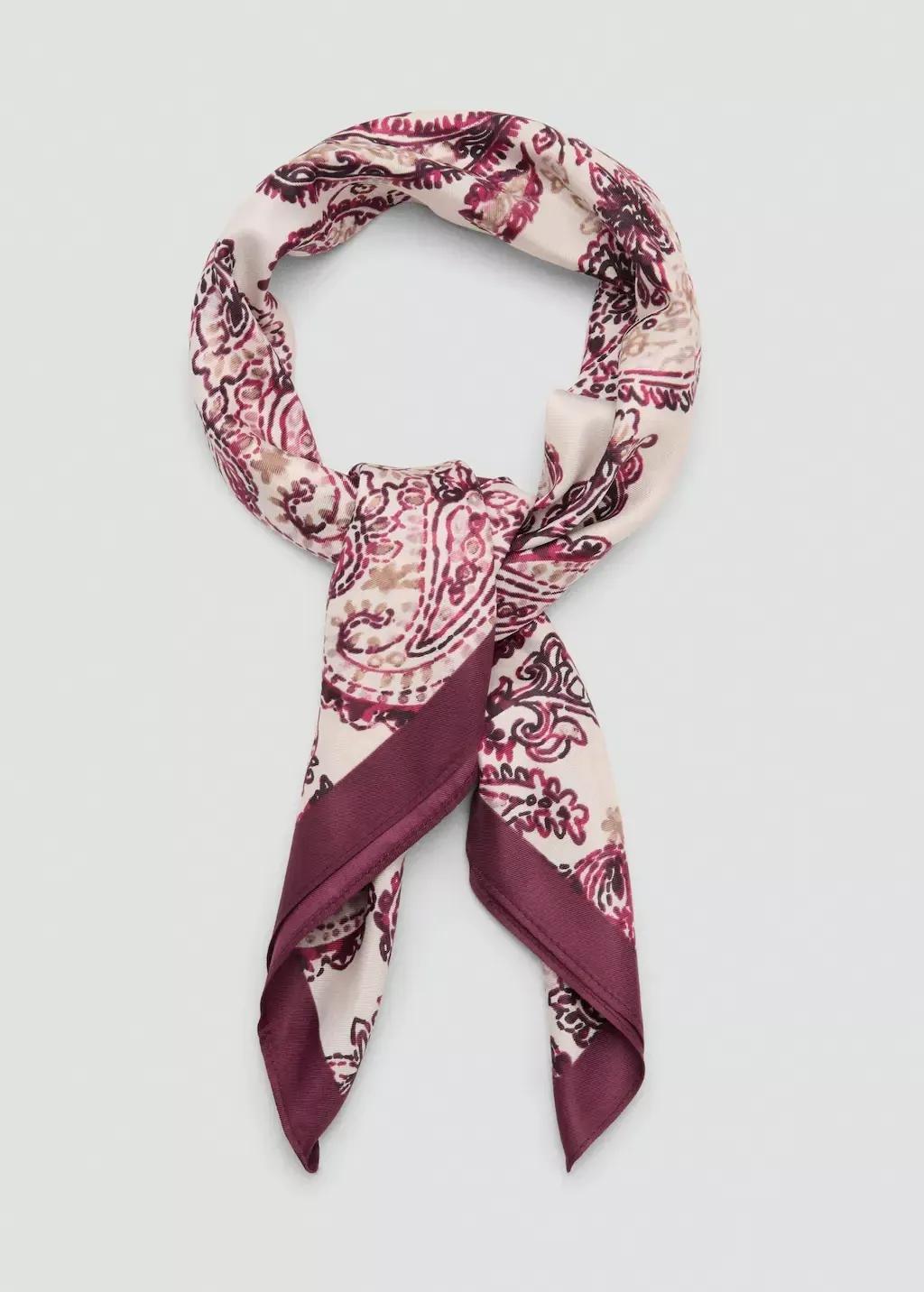 DARK RED Paisley print scarf, 0201_78, large image number 3