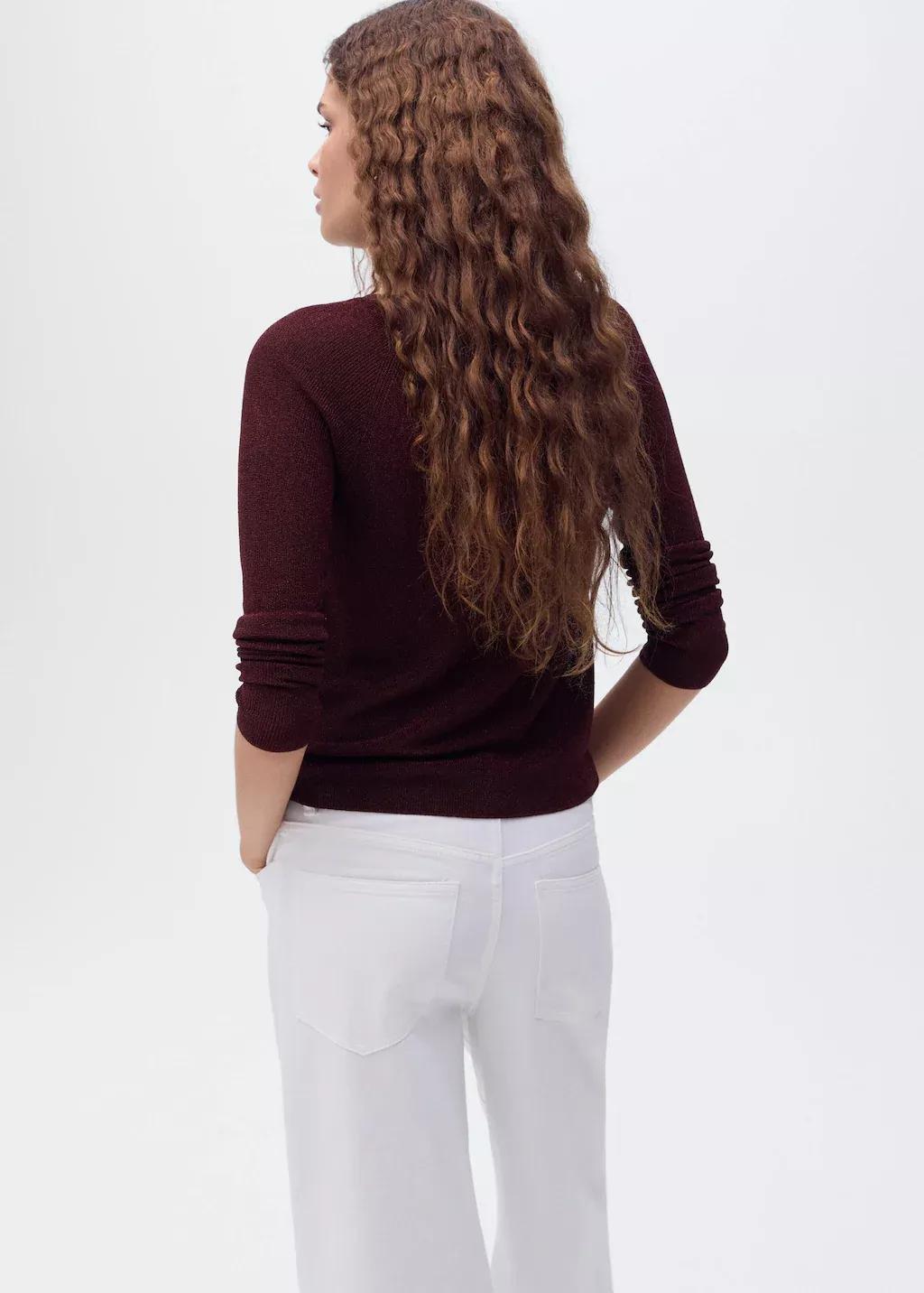 Red V-neck lurex sweater, , large image number 8