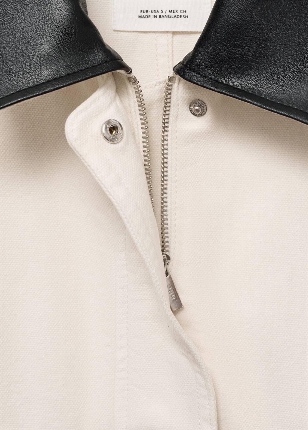 Beige Contrast collar denim jacket, Light Beige, large image number 3