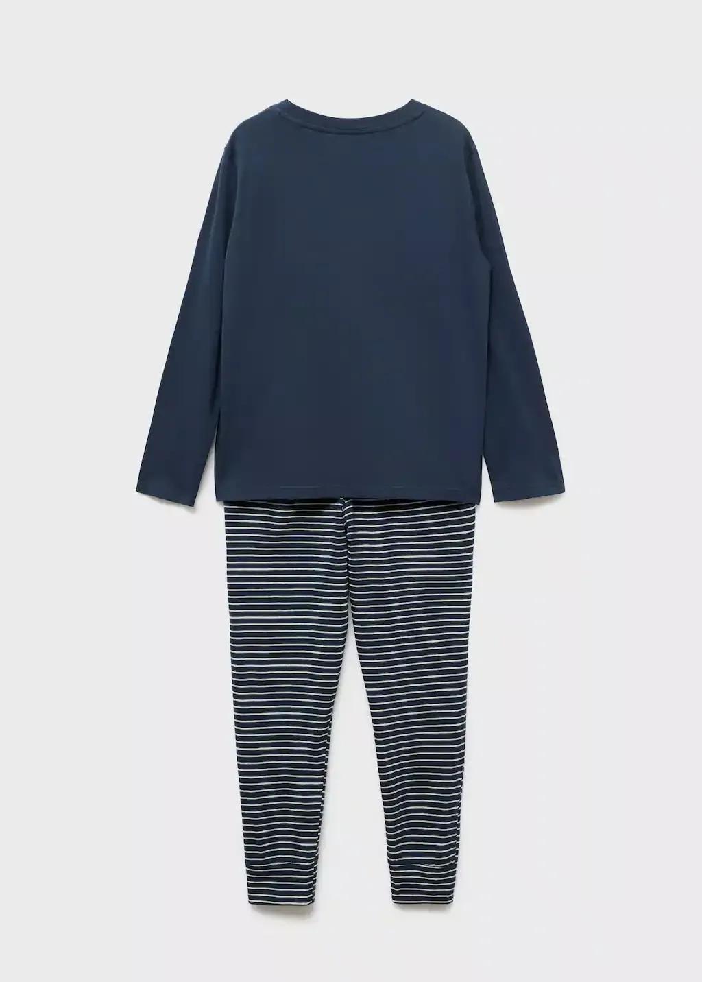Navy Striped Long Pyjamas, Kids Boy, , large image number 1