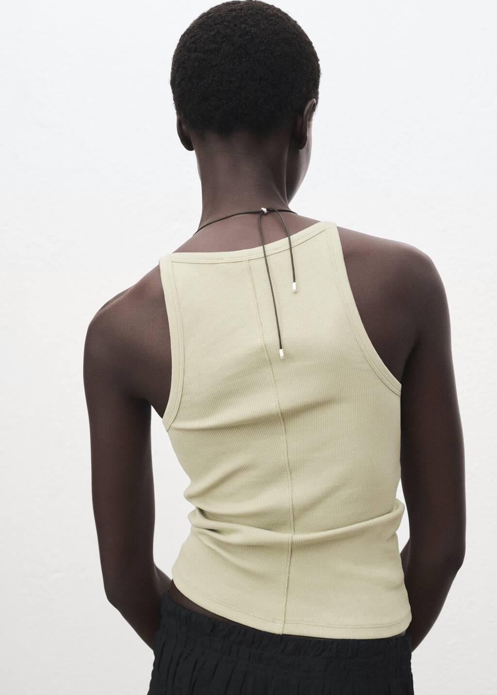 Khaki Ribbed Cotton-Blend Top, Beige - Khaki, large image number 4