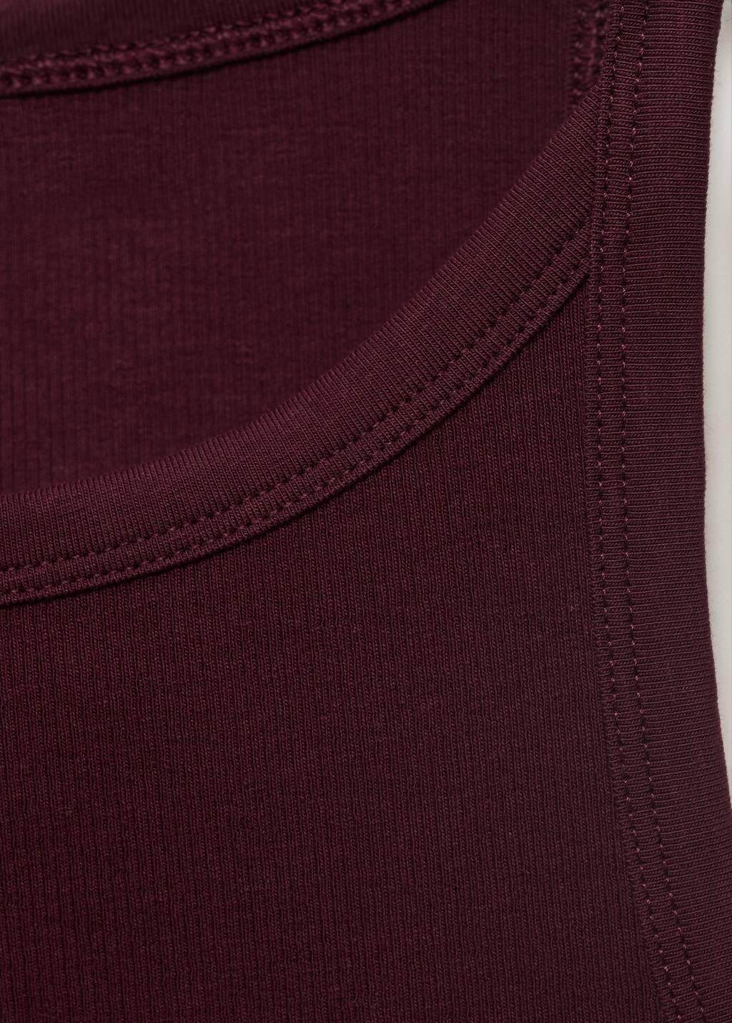 Red Ribbed Cotton-Blend Top, Dark Red, large image number 3