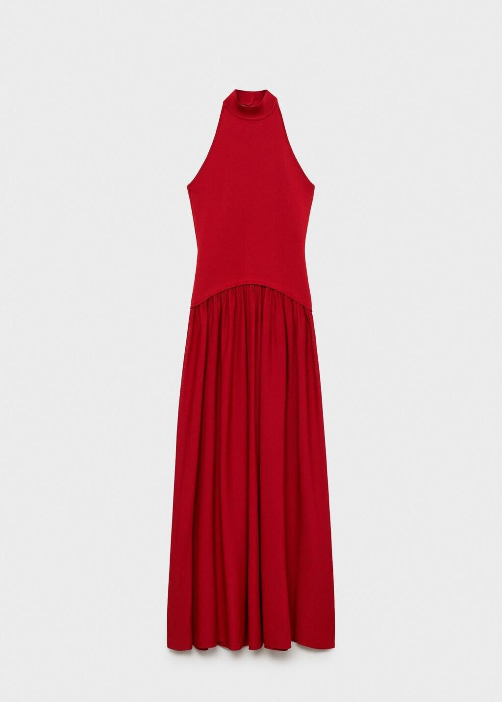 Red Halter-Neck Knitted Dress, , large image number 13