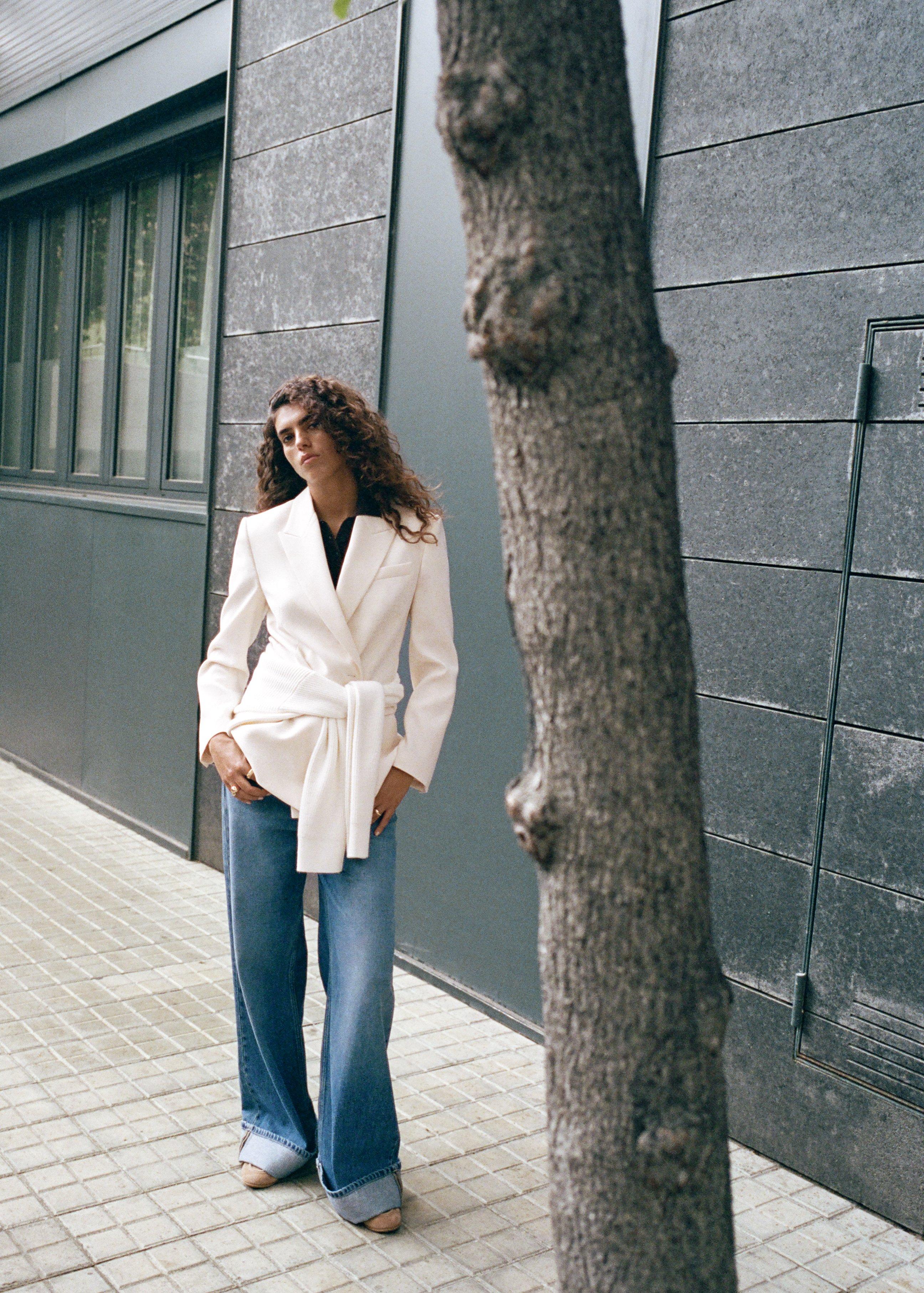 Blue Wide-Leg Jeans With Turn-Up Hem, , large image number 0
