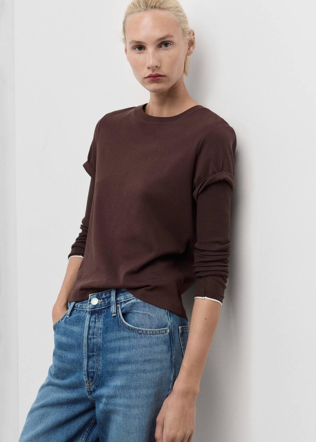 Blue Wide-Leg Jeans With Turn-Up Hem, , large image number 5